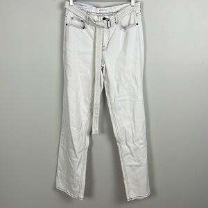 Cotton Citizen Straight Leg Belted White Jeans w Black Accents. Size  28.
